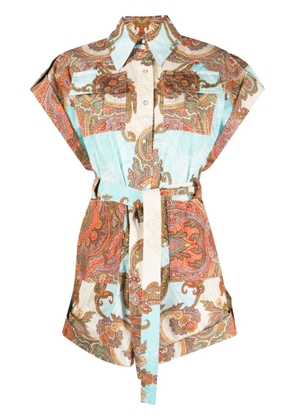 Forte Dei Marmi Couture patterned-jacquard cotton playsuit - Blue