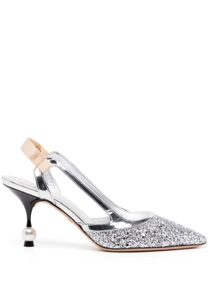 Giambattista Valli 75mm rhinestone-embellished pumps - Silver