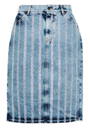 Giuseppe Di Morabito rhinestone-striped midi denim skirt - Blue