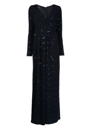 Talbot Runhof sequin-embellished draped jumpsuit - Blue