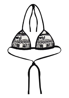 Laneus intarsia-knit logo bikini top - Black