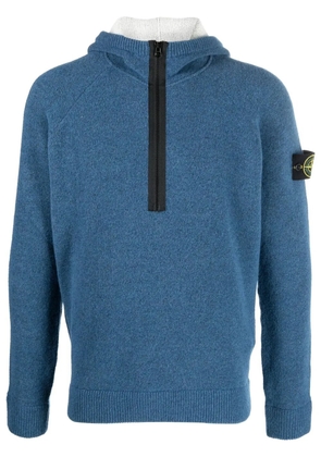 Stone Island logo-patch hoodie - Blue