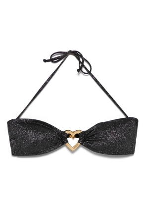 Moschino glitter metal-heart bikini top - Black