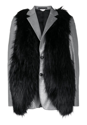 Comme des Garçons Homme Plus faux-fur wool blazer - Silver