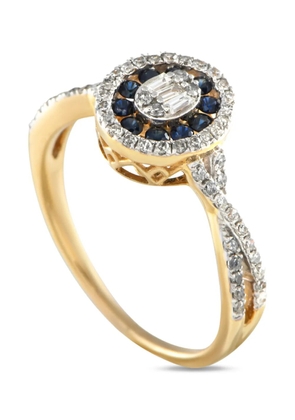 LB Exclusive 14K yellow gold diamond and sapphire ring
