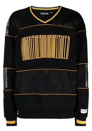 Mostly Heard Rarely Seen logo-embroidered hybrid sweatshirt - Black