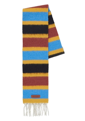 Marni logo-appliqué striped scarf - Yellow