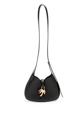 Palm Angels palm tree-plaque leather shoulder bag - Black