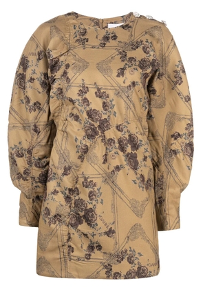 GANNI floral jacquard dress - Neutrals