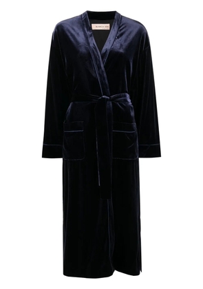 Blanca Vita velvet-effect tie-waist coat - Blue