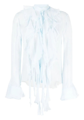 Ermanno Scervino ruffled sheer silk shirt - Blue