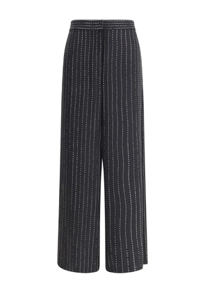 Giorgio Armani sequin-embellished pinstripe trousers - Black