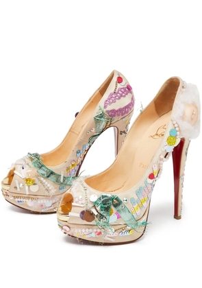 Christian Louboutin Pre-Owned 145mm bead-embellished pumps - Neutrals