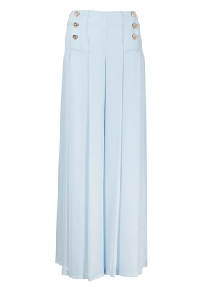 Edward Achour Paris button-detailed wide leg trousers - Blue