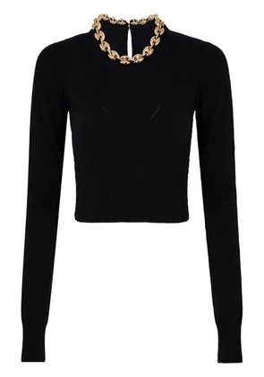 Rabanne chain-link ribbed knitted top - Black