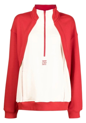 Goen.J contrast-panel half-zip sweatshirt - Red