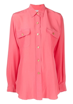 CHANEL Pre-Owned 1990-2000s logo-button silk shirt - Pink