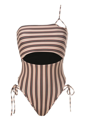 Amir Slama cut-out detail one-shoulder swimsuit - Multicolour