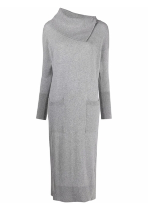 Lorena Antoniazzi folded collar midi dress - Grey