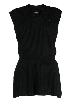 Goen.J side-slit ribbed jumper vest - Black