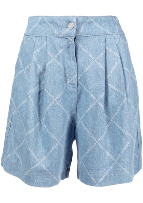 Karl Lagerfeld logo-print denim shorts - Blue