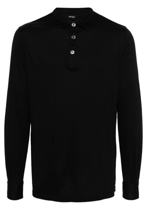 Kiton long-sleeve jersey polo shirt - Black