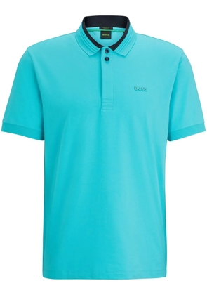 BOSS logo-embossed polo shirt - Blue
