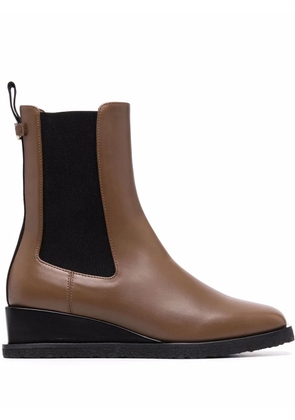 Ferragamo wedged leather ankle boots - Brown