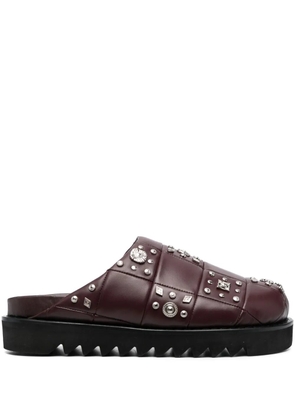 Toga Virilis stud-embellished leather slippers - Purple