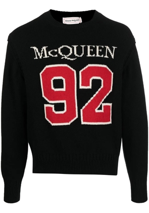 Alexander McQueen intarsia-knit knitted cotton jumper - Black