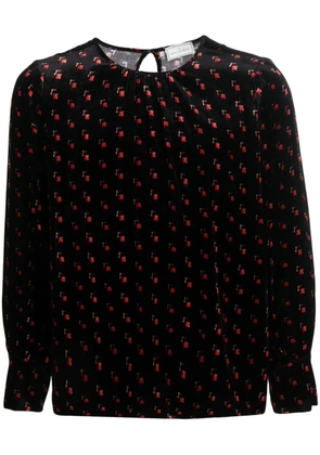 Pierre-Louis Mascia velour graphic-print blouse - Black