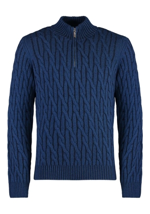 Moorer cable-knit zip-neck sweater - Blue