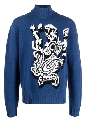 ETRO paisley-knit roll-neck jumper - Blue