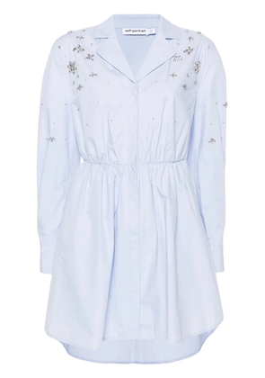 Self-Portrait crystal-embellished shirtdress - Blue