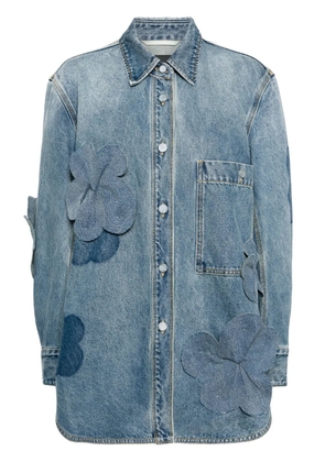 JNBY oversized floral-appliqué denim jacket - Blue