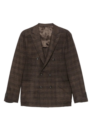 Canali double-breasted checked blazer - Brown