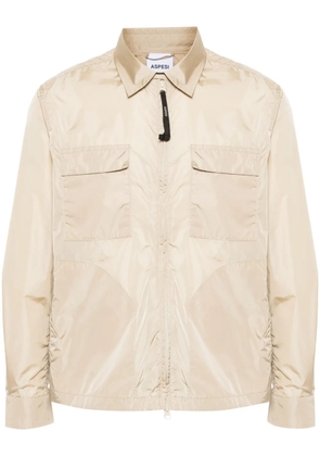 ASPESI logo-print lightweight shirt jacket - Neutrals