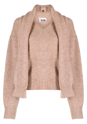 izzue scarf-detail cropped jumper - Pink