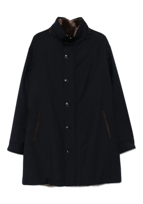 Manzoni 24 button-fastening velvet-collared coat - Blue