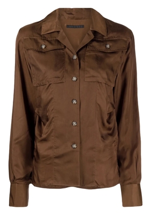 Helmut Lang long-sleeve satin-finish shirt - Brown