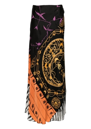 Marine Serre Regenerated Scarves mix-print midi skirt - Black