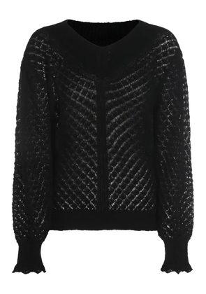 TWINSET open-knit ruffled-cuff sweater - Black