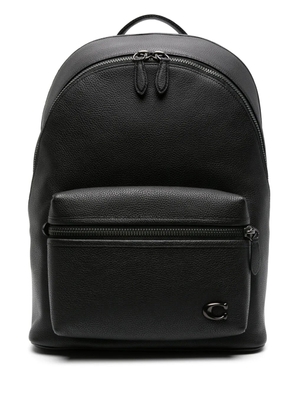Coach logo-plaque leather backpack - Black
