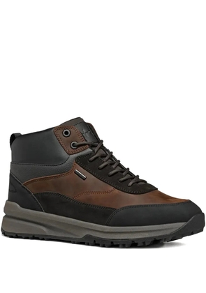 Geox leather panelled lace-up high-top sneakers - Brown