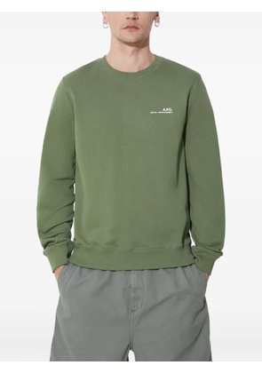 A.P.C. logo-embroidered crew-neck sweatshirt - Green