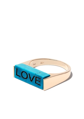 LUIS MORAIS 14kt yellow gold turquoise signet ring