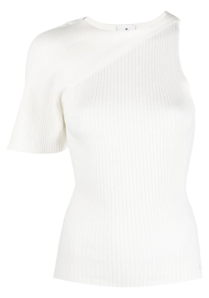 Courrèges asymmetric ribbed-knit top - White