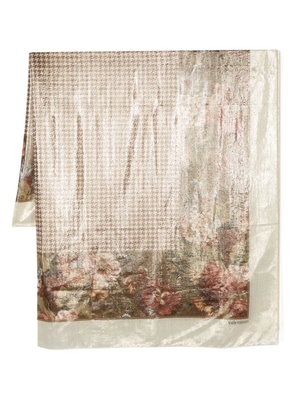 Valentino Garavani Pre-Owned 1980s houndstooth-pattern metallic-threading scarf - Brown