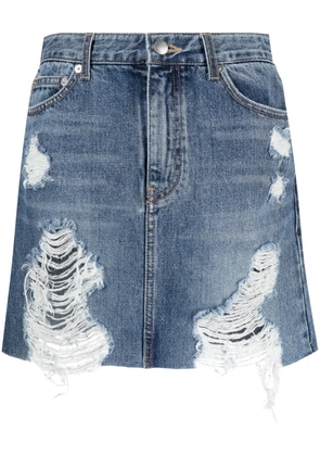 Goen.J distressed denim skirt - Blue