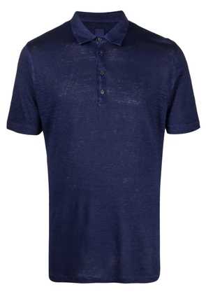 120% Lino short-sleeved linen polo shirt - Blue